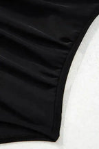 Black 2-tone Crossed Cutout Backless Monokini - Fashionfitz