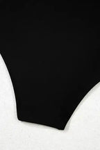 Black 2-tone Crossed Cutout Backless Monokini - Fashionfitz