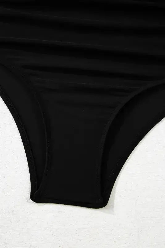 Black 2-tone Crossed Cutout Backless Monokini - Fashionfitz