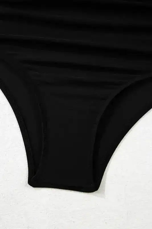Black 2-tone Crossed Cutout Backless Monokini - Fashionfitz