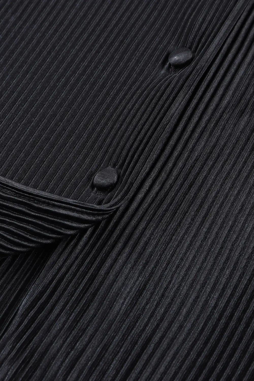 Black 3/4 sleeves pleated shirt and high waist shorts lounge set - loungewear