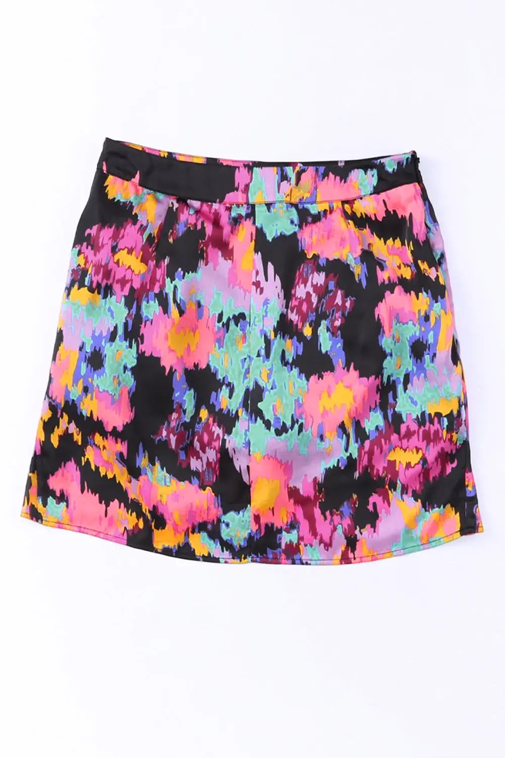 Black abstract/leopard print wrap hem mini skirt - skirts