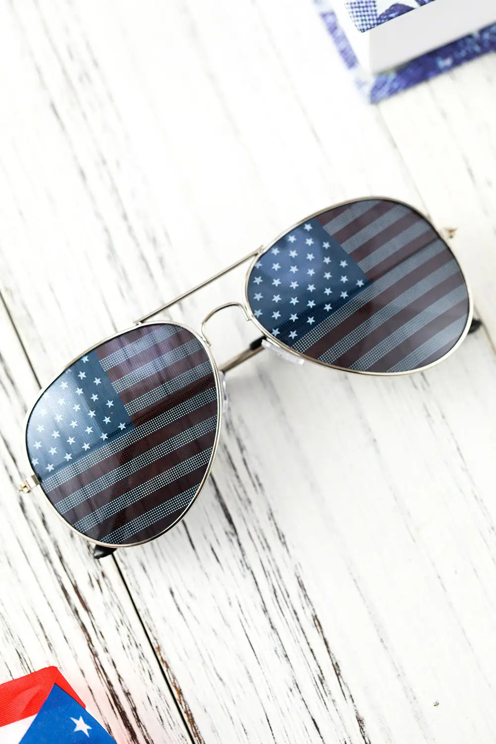 Black american flag lens aviator sunglasses - one size 100% alloy
