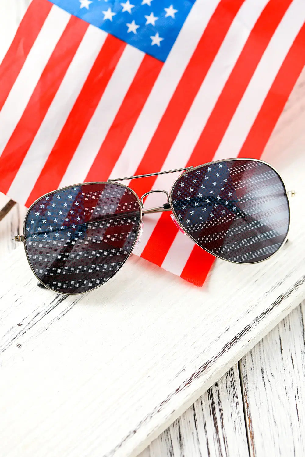Black american flag lens aviator sunglasses - one size 100% alloy
