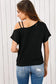 Black asymmetric strappy cold shoulder long sleeve top