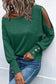 Black asymmetrical cut out buttoned long sleeve top - green / s / 65% polyester + 30% viscose + 5% elastane - tops