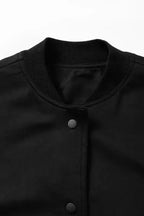 Black Big Pockets Baseball Collar Jacket - Fashionfitz