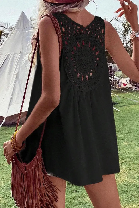 Bohemian Crochet Patchwork Sleeveless Tunic - Fashionfitz
