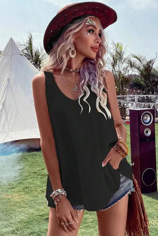 Bohemian Crochet Patchwork Sleeveless Tunic - Fashionfitz