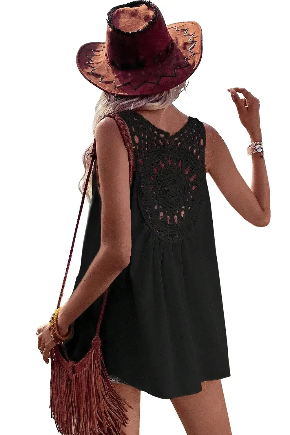 Bohemian Crochet Patchwork Sleeveless Tunic - Fashionfitz