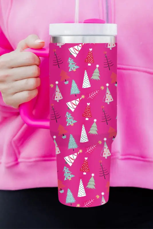 Accessories black cartoon christmas tree printed thermos