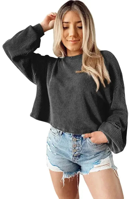 Black Casual Long Sleeve Top - Fashionfitz
