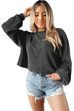 Black Casual Long Sleeve Top - Fashionfitz