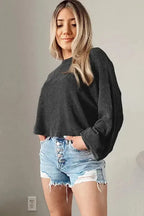 Black Casual Long Sleeve Top - Fashionfitz