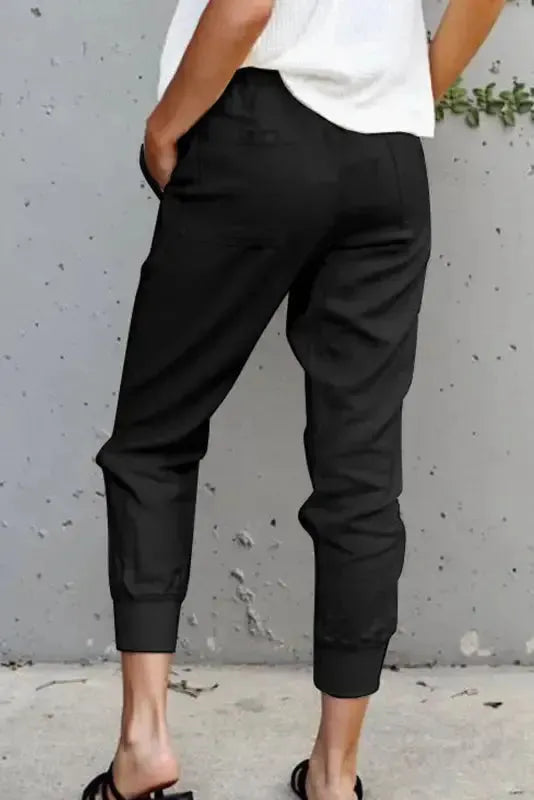 Black Causal Pockets Pants - Fashionfitz