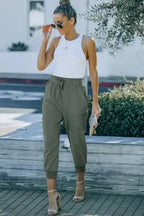 Black Causal Pockets Pants - Fashionfitz