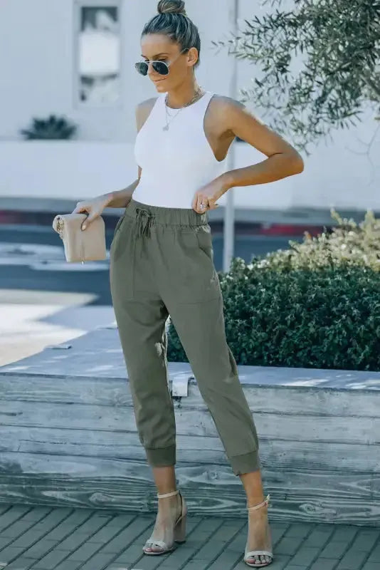 Black Causal Pockets Pants - Fashionfitz