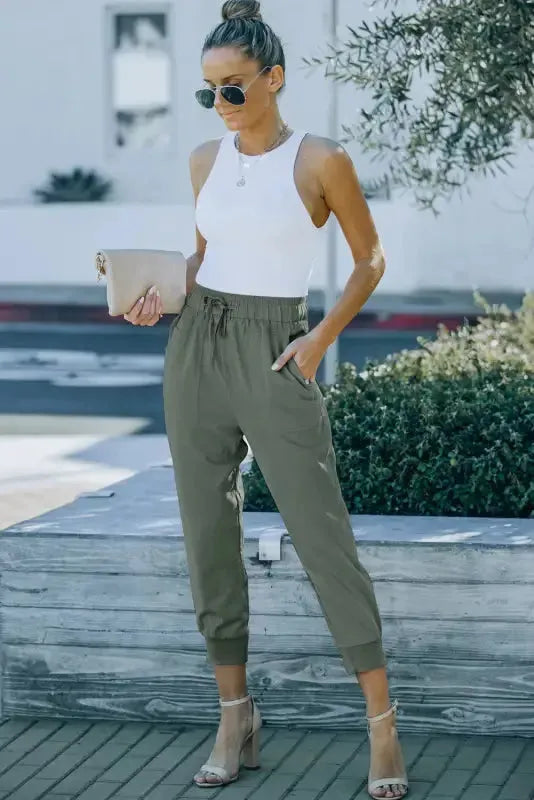 Black Causal Pockets Pants - Fashionfitz