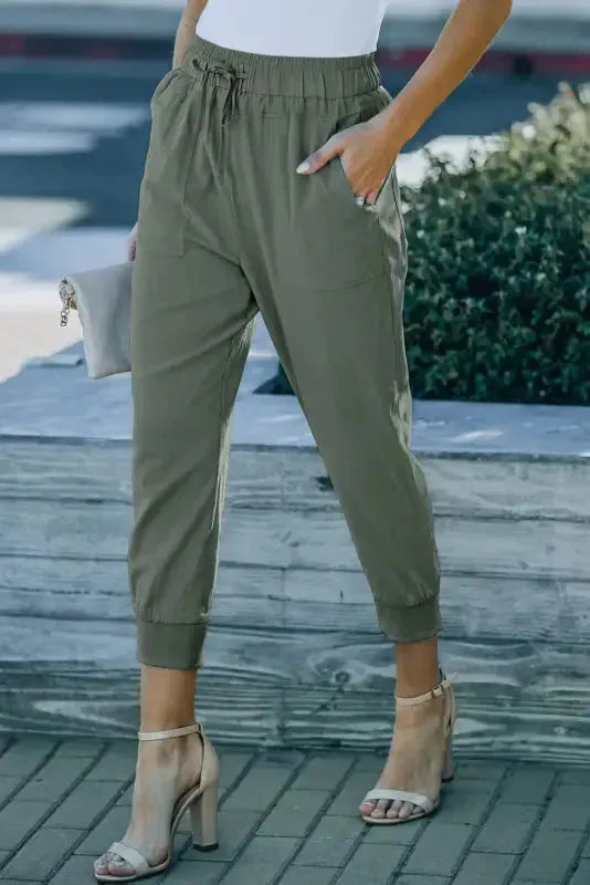 Black Causal Pockets Pants - Fashionfitz