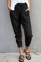 Black Causal Pockets Pants - Fashionfitz