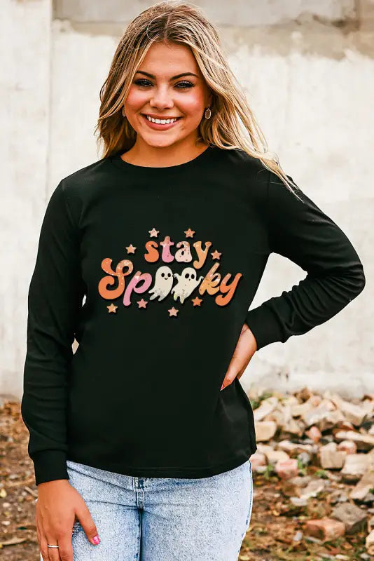 Black christmas pattern sequined crewneck sweatshirt - graphic sweatshirts