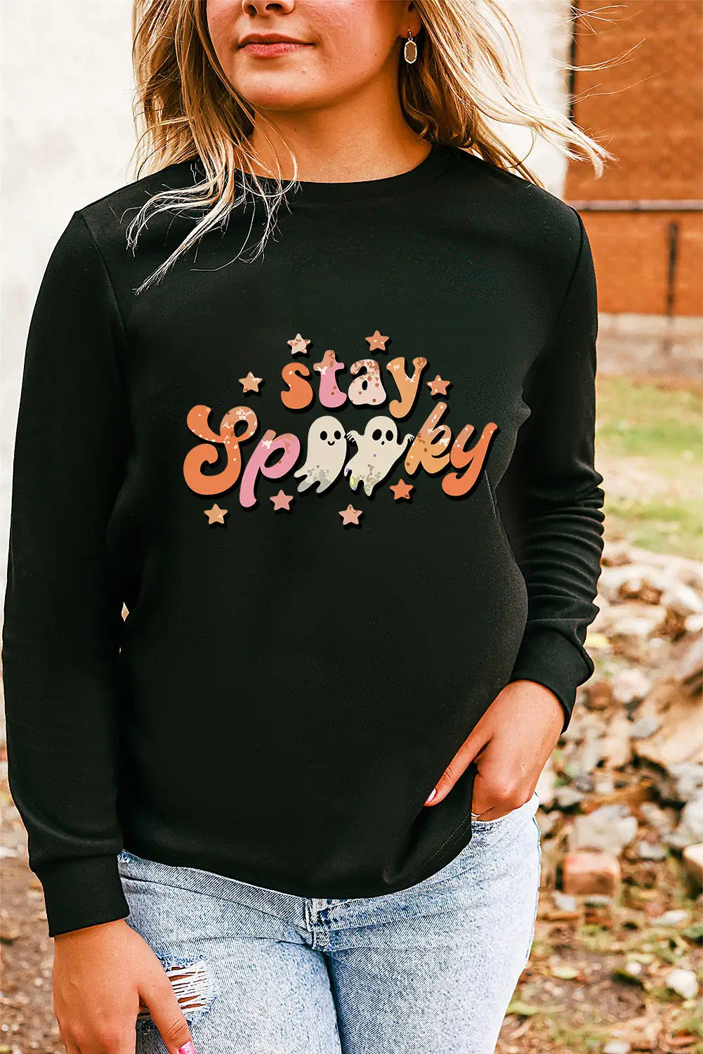 Black christmas pattern sequined crewneck sweatshirt - graphic sweatshirts