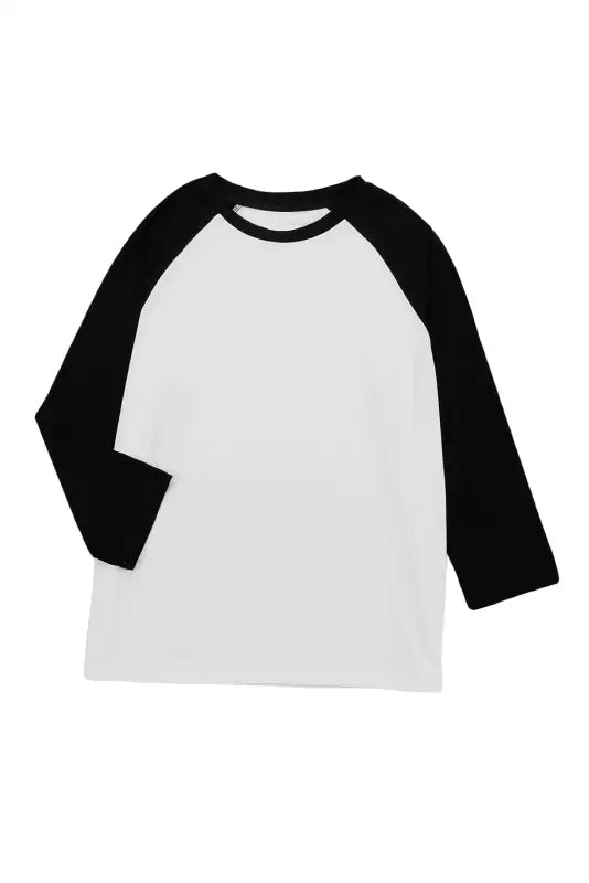 Black christmas snowman face print color block top - graphic tops