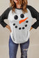 Black christmas snowman face print color block top - graphic tops