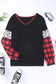 Black christmas tree plaid leopard sequin plus size top