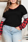 Black christmas tree plaid leopard sequin plus size top