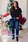 Black christmas tree plaid leopard sequin plus size top