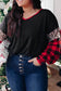 Black christmas tree plaid leopard sequin plus size top