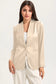 Black collared neck single breasted blazer with pockets - apricot / s / 90% polyester + 10% elastane - blazers