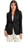 Black collared neck single breasted blazer with pockets - blazers