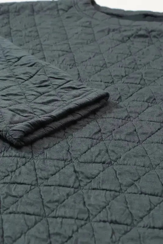 Black Color Block Quilted 3/4 Sleeve Top and Shorts Set - Fashionfitz