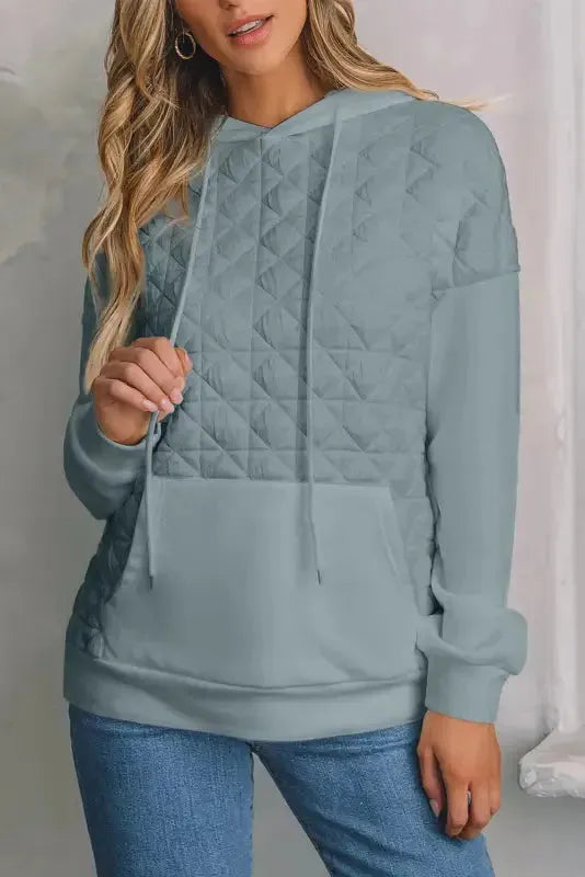 Black Color Block Quilted 3/4 Sleeve Top and Shorts Set - Fashionfitz