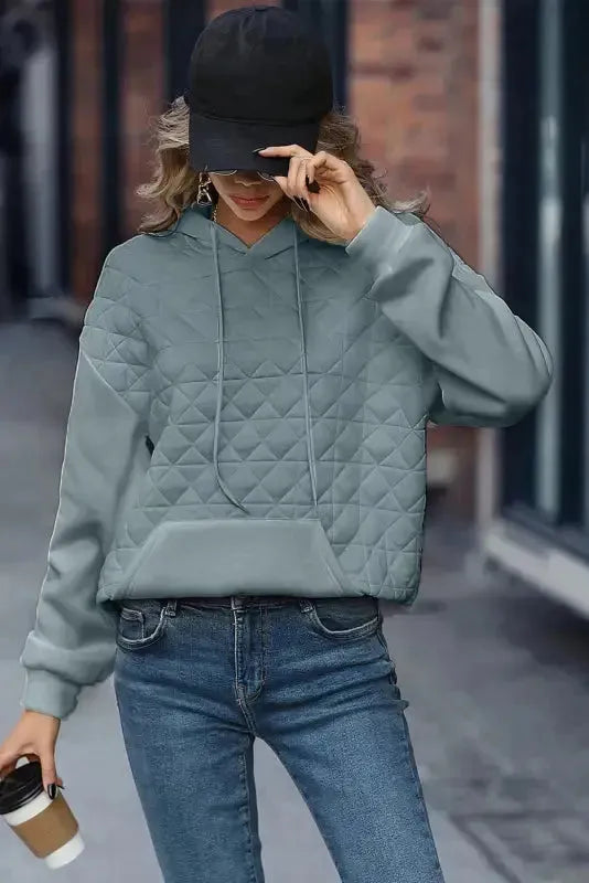 Black Color Block Quilted 3/4 Sleeve Top and Shorts Set - Fashionfitz