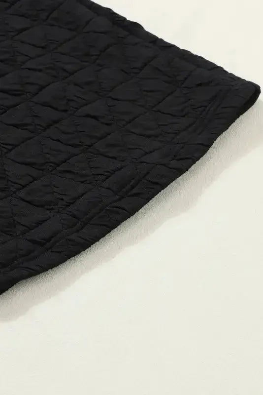 Black Color Block Quilted 3/4 Sleeve Top and Shorts Set - Fashionfitz