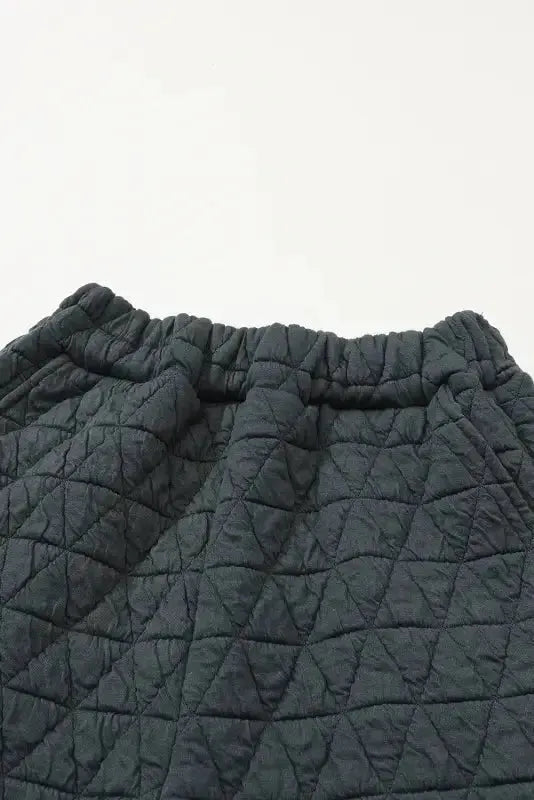 Black Color Block Quilted 3/4 Sleeve Top and Shorts Set - Fashionfitz