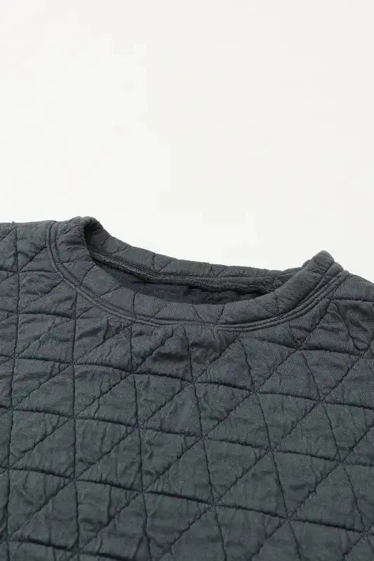 Black Color Block Quilted 3/4 Sleeve Top and Shorts Set - Fashionfitz