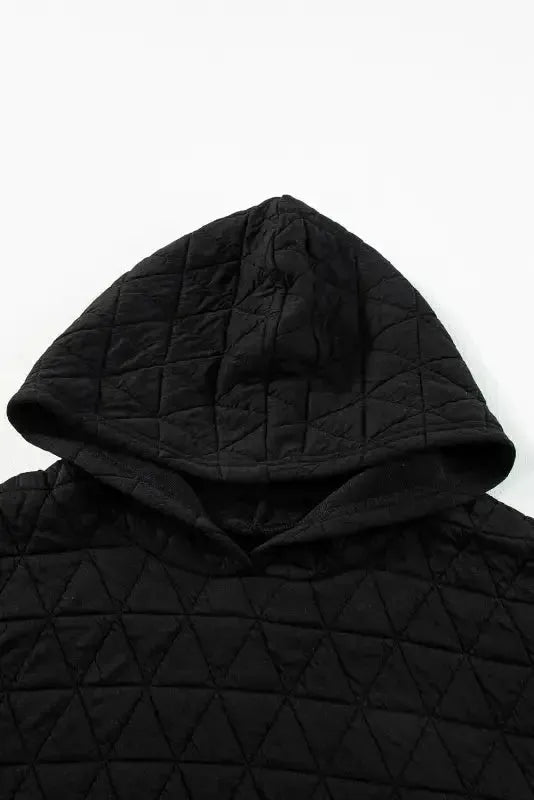 Black Color Block Quilted 3/4 Sleeve Top and Shorts Set - Fashionfitz