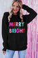 Black colorful merry and bright graphic sweatshirt - sweatshirts