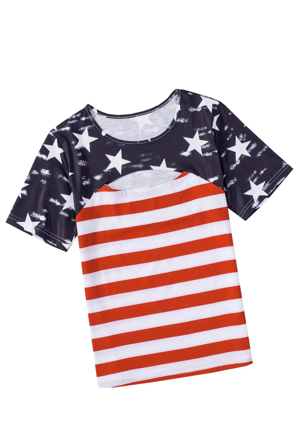 Black contrast american flag cutout t-shirt - t-shirts