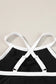 Black contrast crisscross back high waist bikini - swimwear/high waisted swimsuit