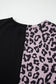 Loungewear black contrast leopard long sleeve pullover