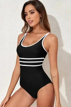 Black Contrast One-Piece Swimsuit - Fashionfitz