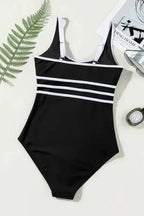 Black Contrast One-Piece Swimsuit - Fashionfitz