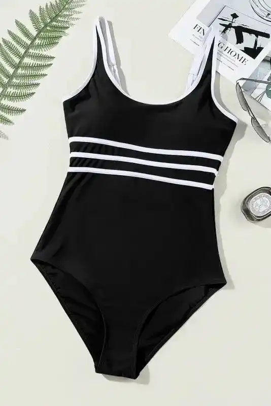Black Contrast One-Piece Swimsuit - Fashionfitz