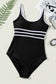 Black contrast one piece swimsuit