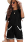 Chic black trim tee & shorts set - must-have casualwear